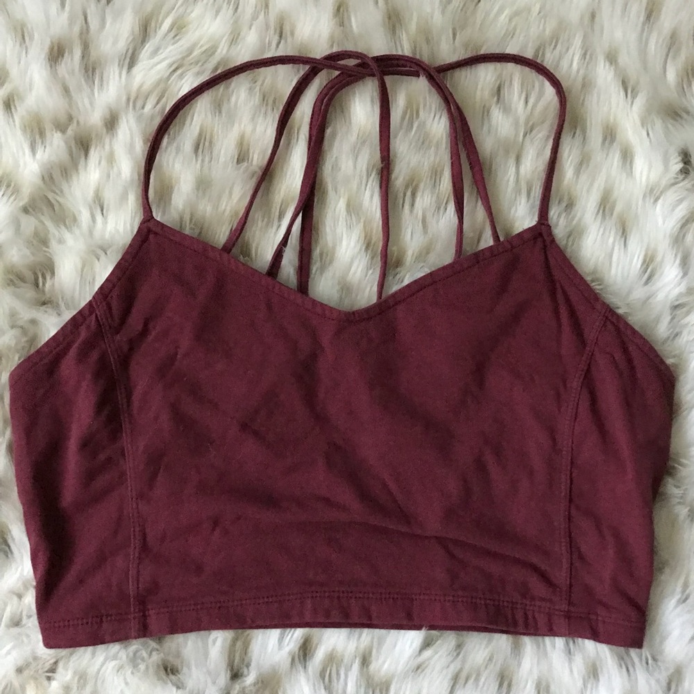 AEO: Strappy Maroon Crop-Top